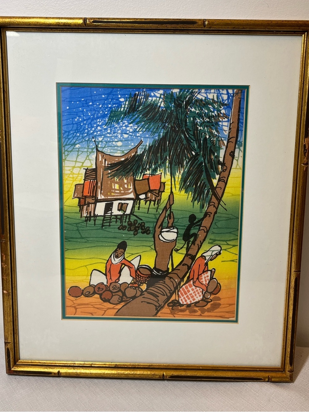 Batik Hand-Painted Vibrant Village Scene Wall Art 
Pro framing
1 of 3 available